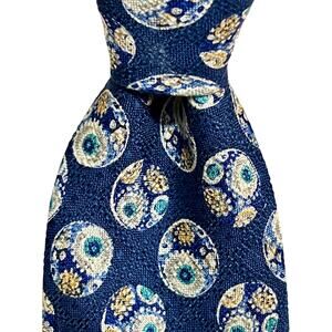 Valentino Cravatte Vintage Tie Made In Italy Blur White 100% Silk Woven Necktie